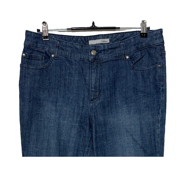 Chicos Jeans Womens Large 2 Blue Embellished Platinum Bootcut Actual 34X31 - Picture 5 of 9